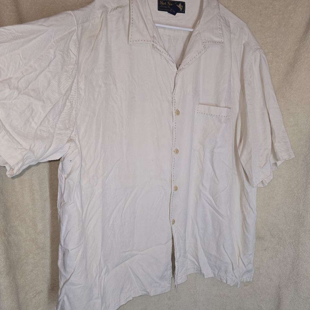 Nat Nast Vintage Men's White Button Down Short Sleeve XXL Paradise Found Golfing